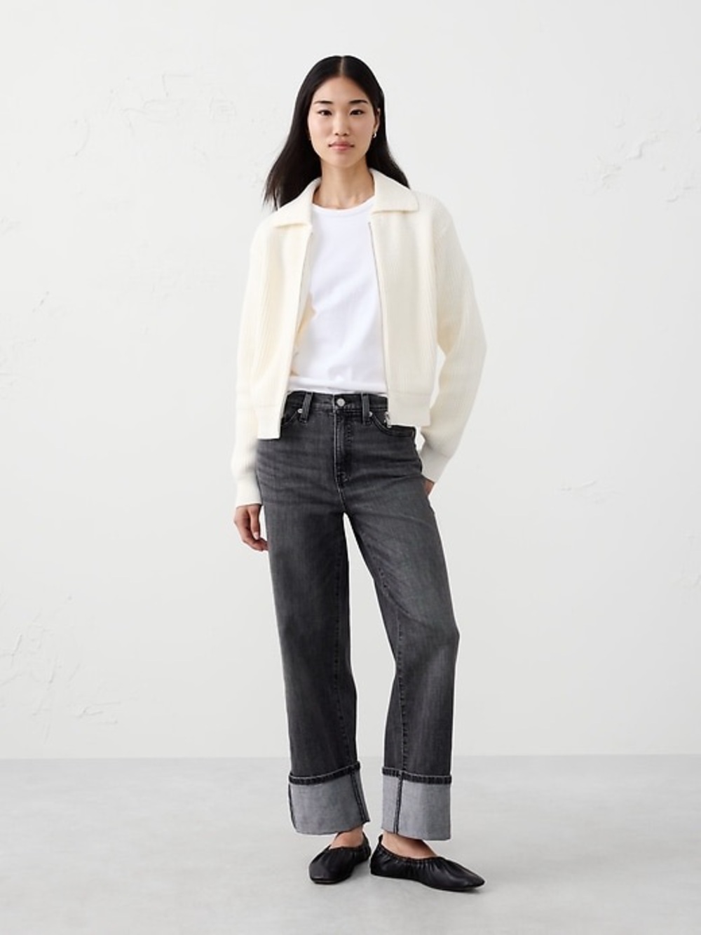 Banana Republic Black Straight High Rise Ankle Jean